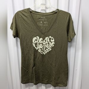 Electra Olive Short Sleeve V-Neck Tee Size M